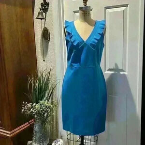 a new day Blue Ruffle V-Neck Dress